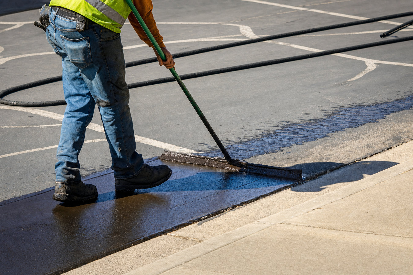 Asphalt sealcoating
